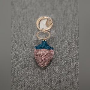 Sparkling Strawberry Keychain Purse Charm with Carabiner